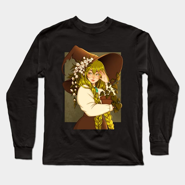 Green Witch Long Sleeve T-Shirt by Vivian Valentin Art